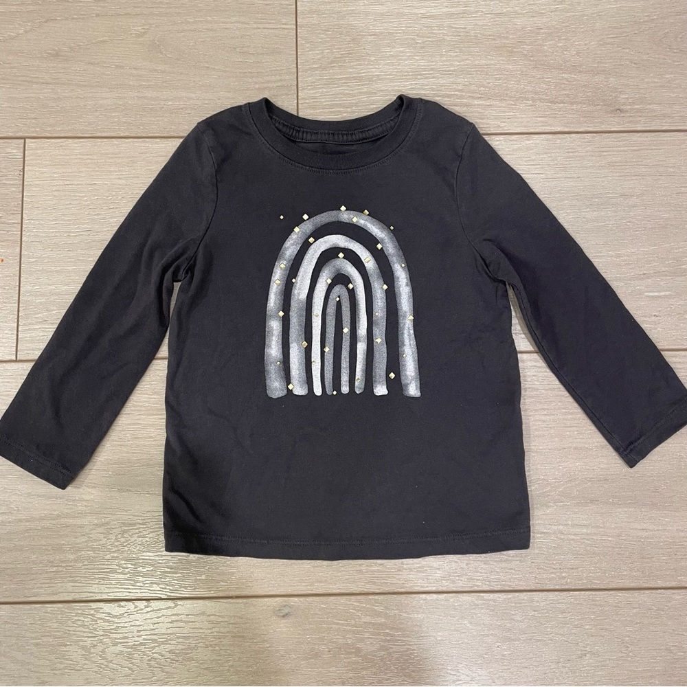 Cat & Jack Toddler Girls Dark Grey Rainbow Long Sleeve Tee - 3T